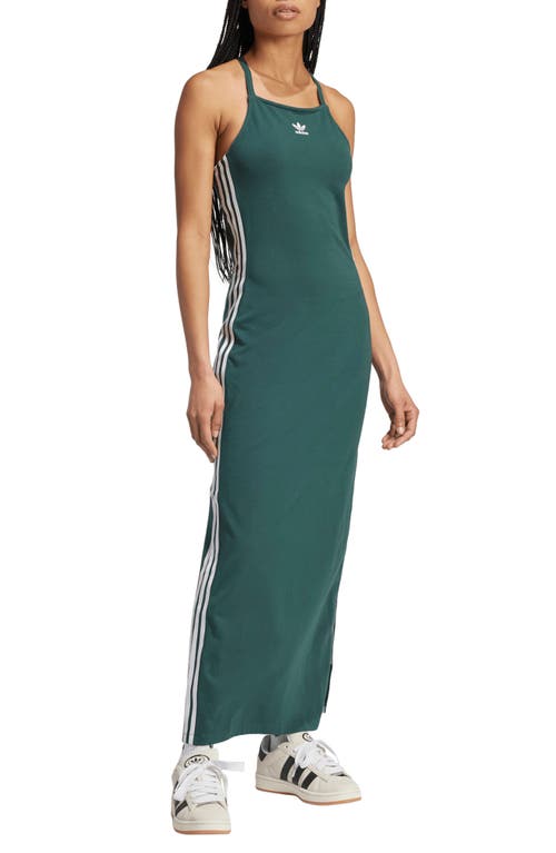 Shop Adidas Originals Adidas Adicolor 3-stripes Maxi Dress In Mineral Green