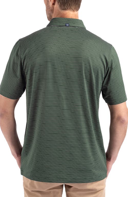 Cutter & Buck Forge Pencil Stripe Stretch Mens Polo Shirt In Hunter/white