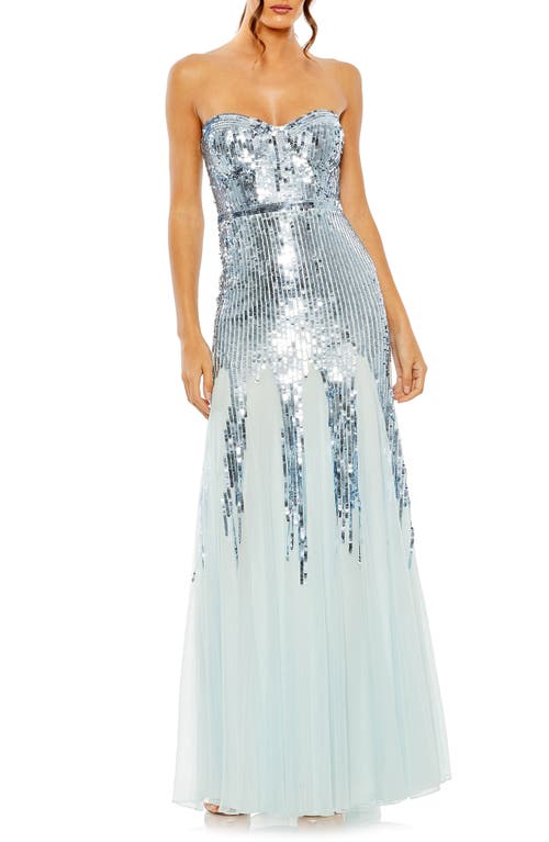 Mac Duggal Strapless Sequin Mesh Gown in Ice Blue at Nordstrom, Size 4