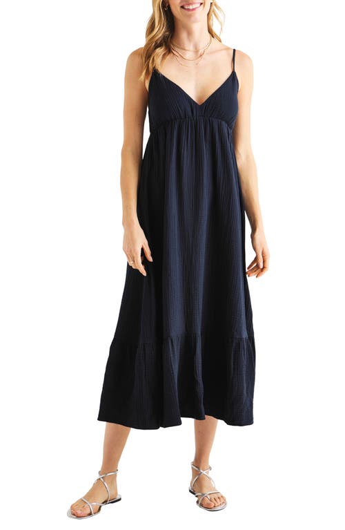 Splendid Kit Cotton Gauze Midi Dress Navy at Nordstrom,