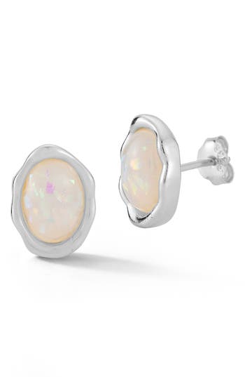 Sphera Milano Opal Stud Earrings In Silver
