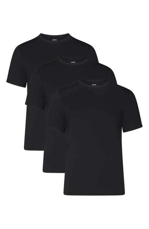 Shop Skims 3-pack Slim Fit Stretch Modal T-shirts In Obsidian