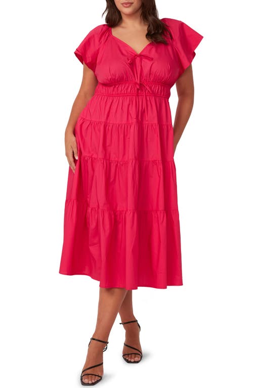 Ana Cotton Midi Dress in Dragon Fruit