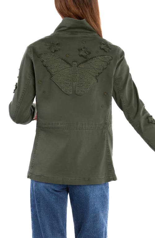 Shop Billy T Butterfly Embroidery Cotton Blend Jacket In Army