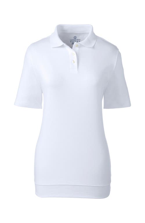 Lands' End Short Sleeve Banded Bottom Polo Shirt In White