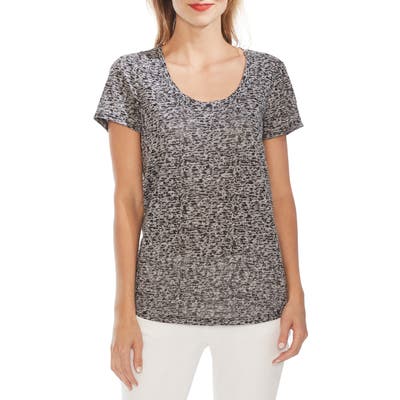Vince Camuto Shadow Etching Burnout Tee, Black