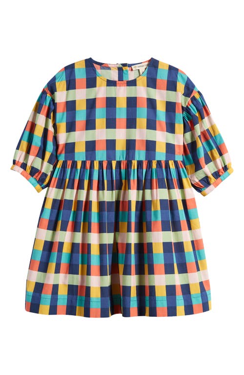 Tucker + Tate Kids' Puff Sleeve Check Dress in Navy Denim Picnic Gingham