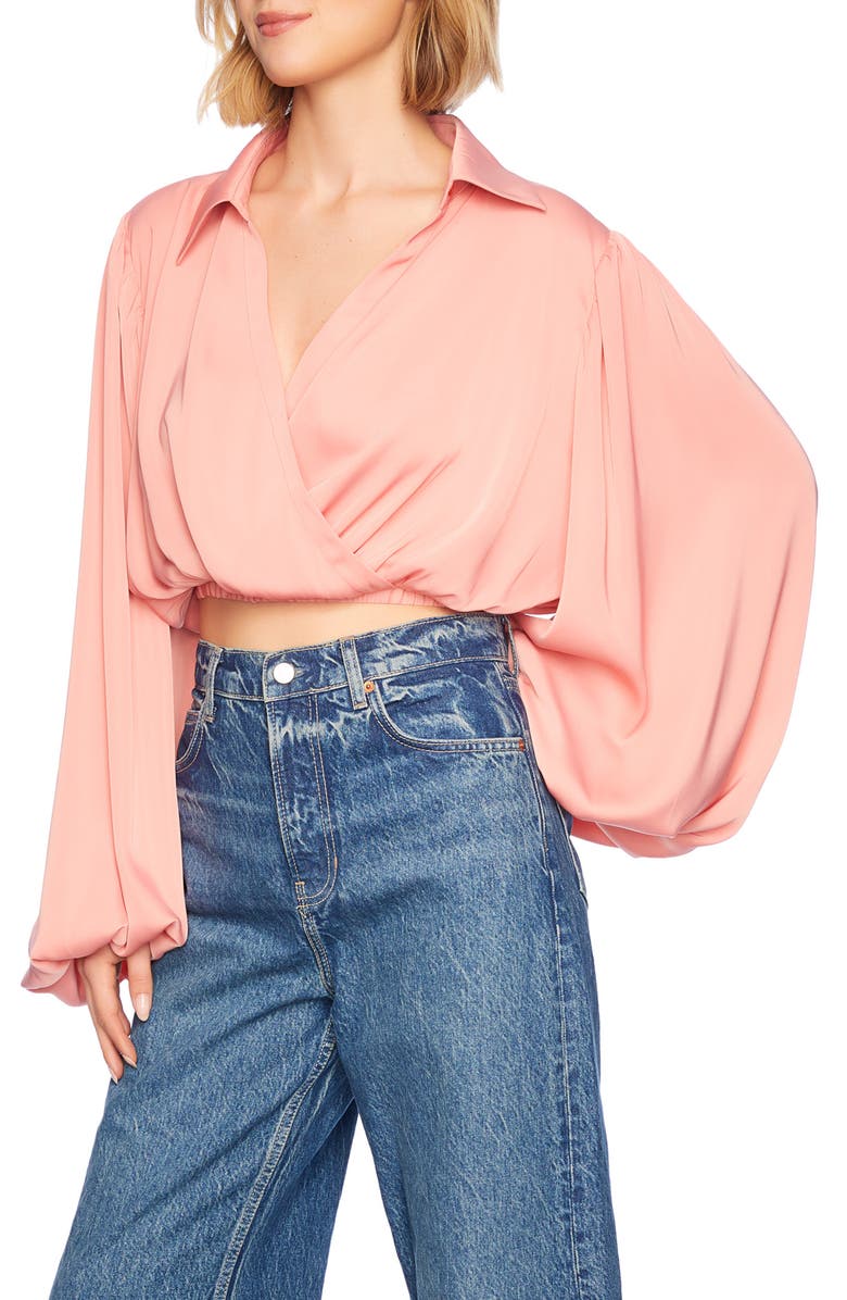 Susana Monaco Matte Satin Poet Top, Alternate, color, Hamptons