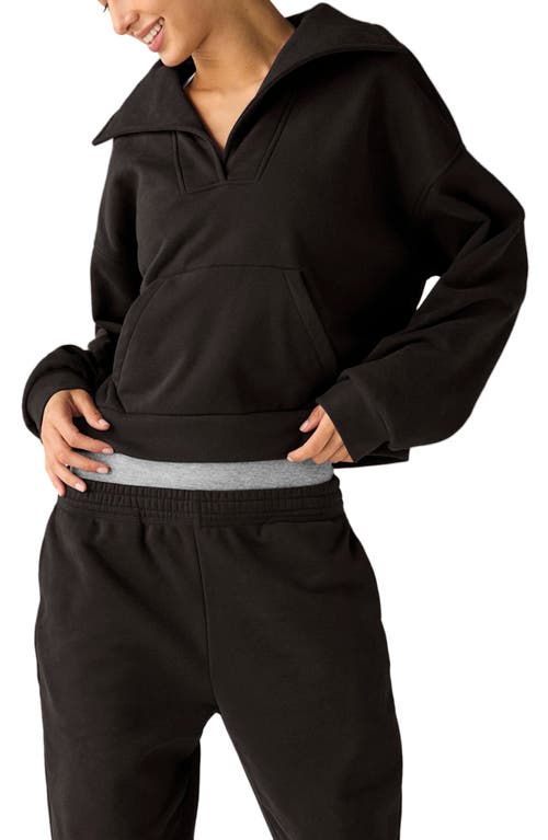 Beyond Yoga Street Smart Johnny Collar Fleece Sweatshirt In Black