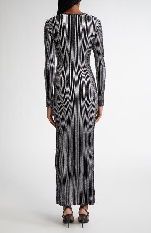 Shop Missoni Shimmer Sequin Long Sleeve Knit Maxi Dress In White And Black