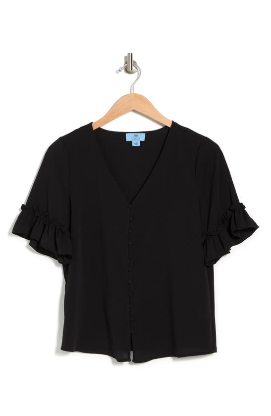 Cece Flutter Sleeve Top In Black