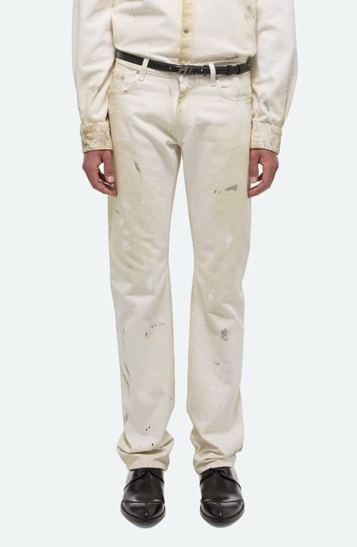 Shop Helmut Lang Painted Organic Cotton Five-pocket Pants In Ecru Painter