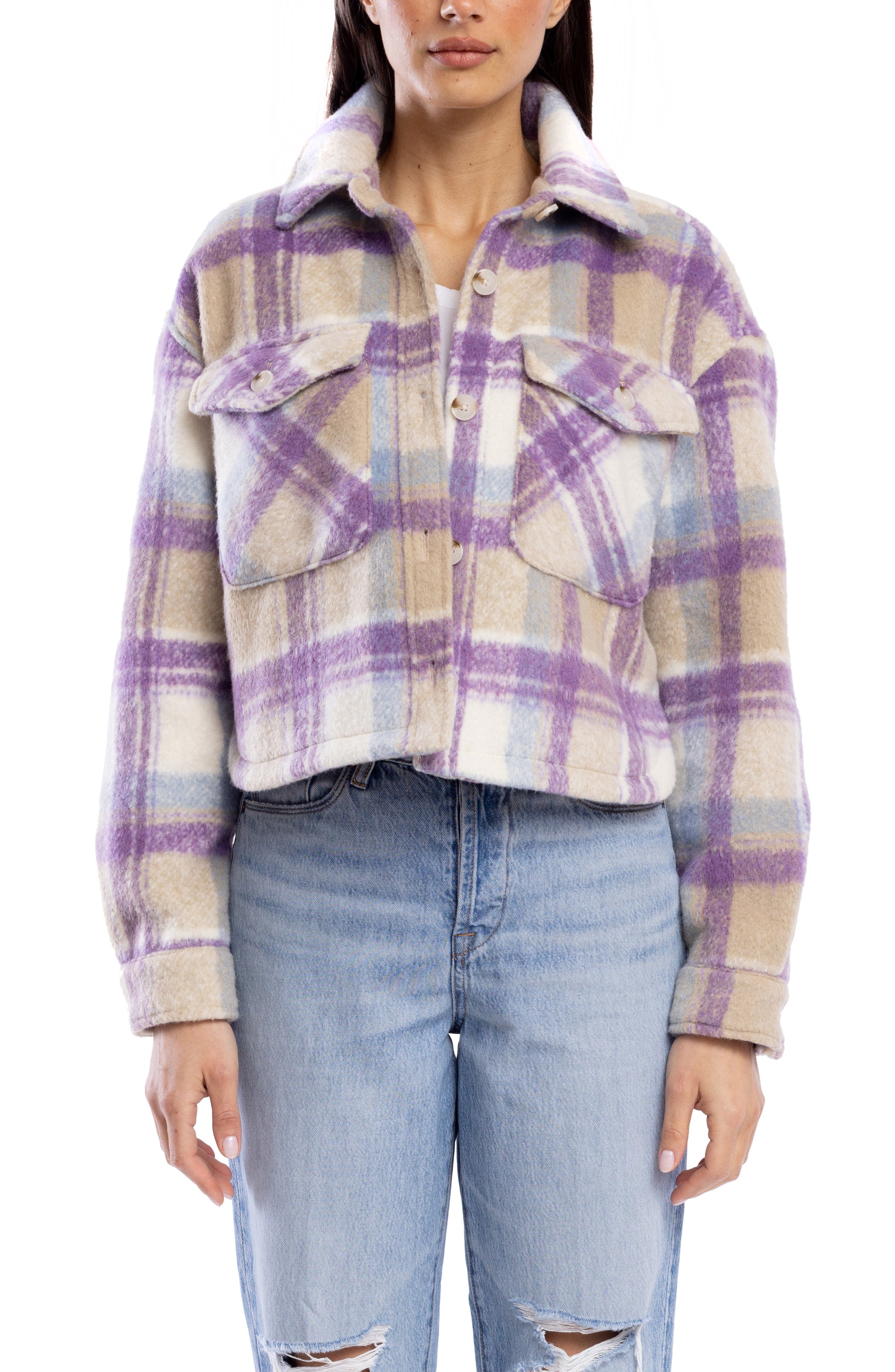 BLANKNYC Crop Plaid Shacket | Nordstrom