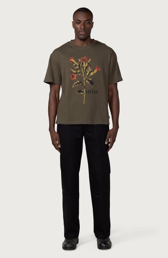 Shop Honor The Gift Oversize Tobacco Flower Graphic Tee In Olive