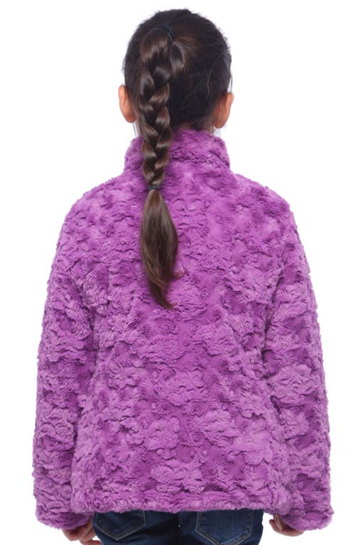 Rokka&rolla Kids' Reversible Fleece Puffer Jacket In Mulberry Ice/green Printed