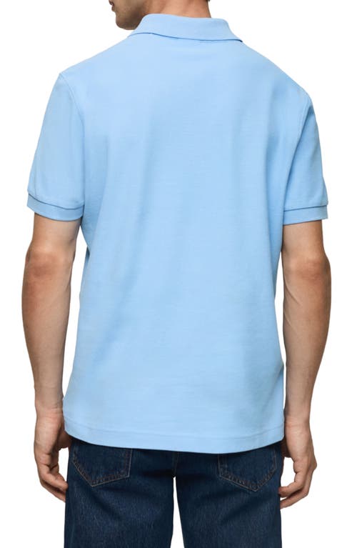 Shop Mango Relaxed Cotton Piqué Knit Polo In China Blue