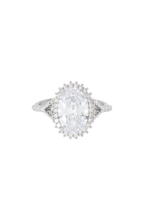 Cubic Zirconia Oval Halo Ring