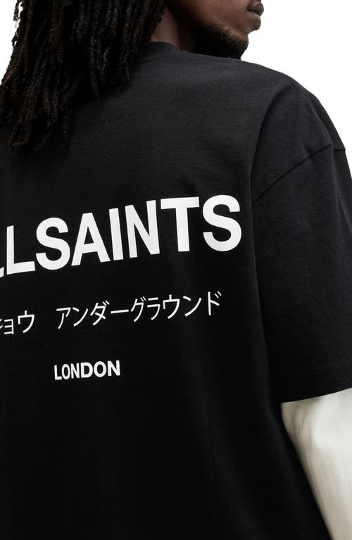 Shop Allsaints Underground Oversize Graphic T-shirt In Jet Black