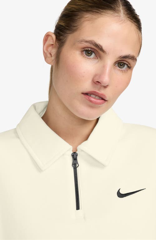 Shop Nike Sportswear Phoenix Fleece Quarter Zip Oversize Polo Sweatshirt In Sail/black