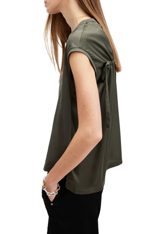 Shop Allsaints Kalma Cap Sleeve Cotton T-shirt In Tarmac Green