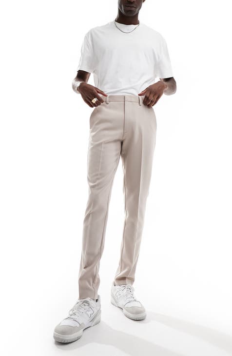 Men's Casual Dress Pants Cotton Ankle Length Trousers Streetwear Skinny Fit  Mens Dress Pants Brown at  Men's Clothing store