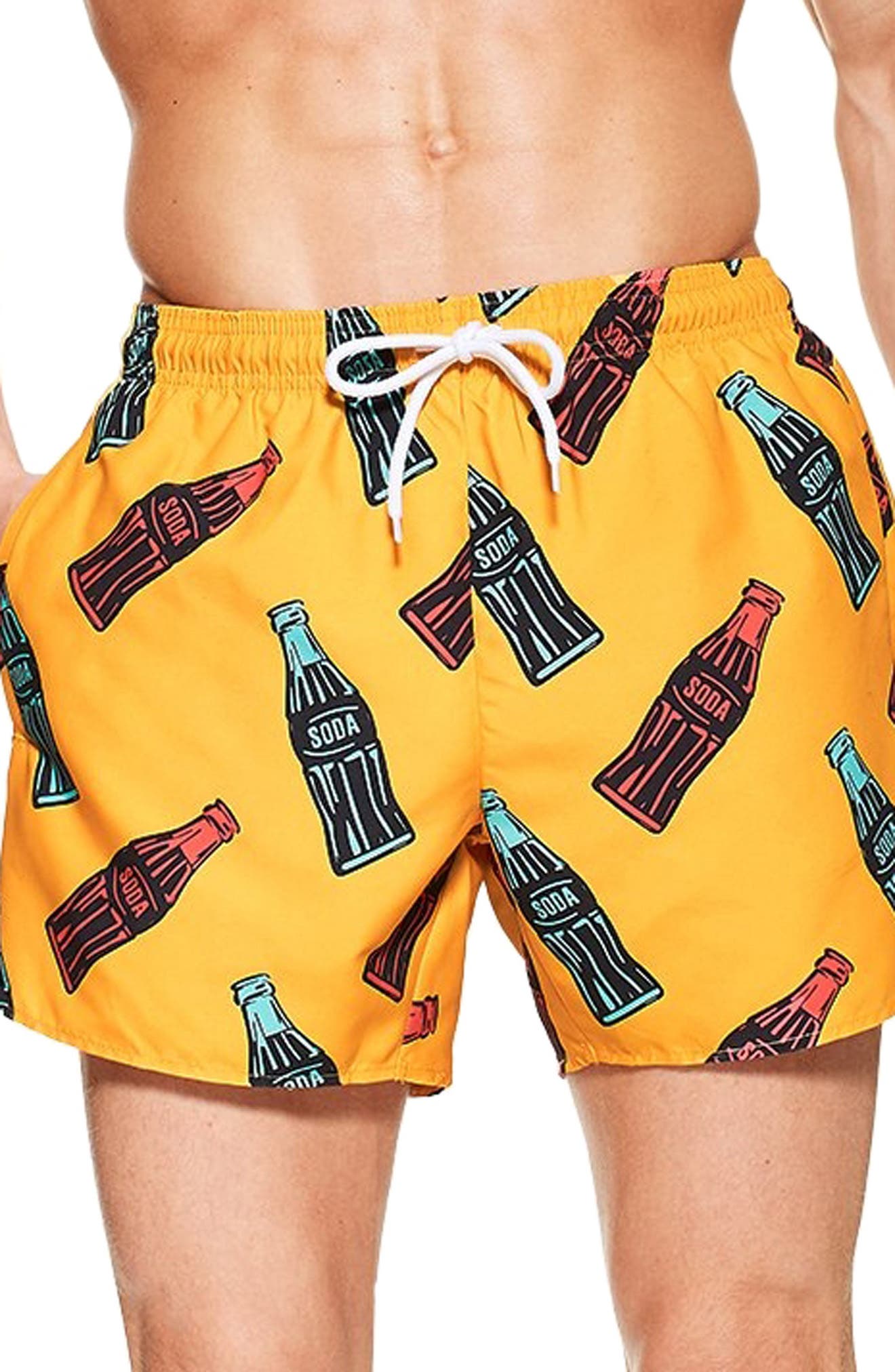 Topman Soda Bottle Swim Shorts, Orange