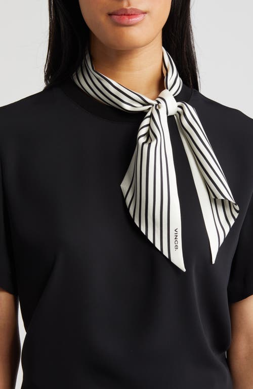 Vince Stripe Silk Ribbon Scarf In White