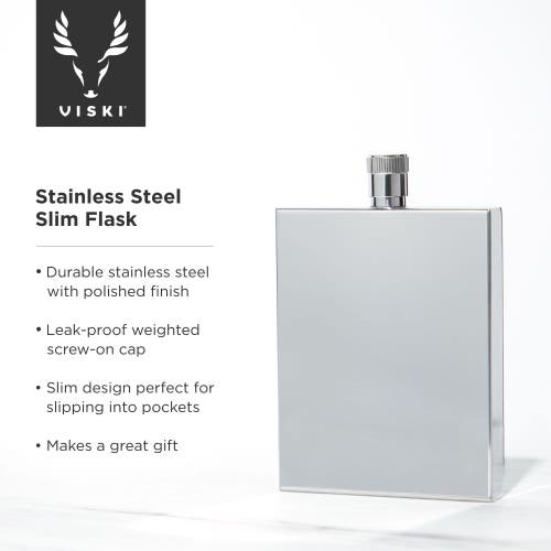 Viski Harrison 2 oz Slim Flask In Silver