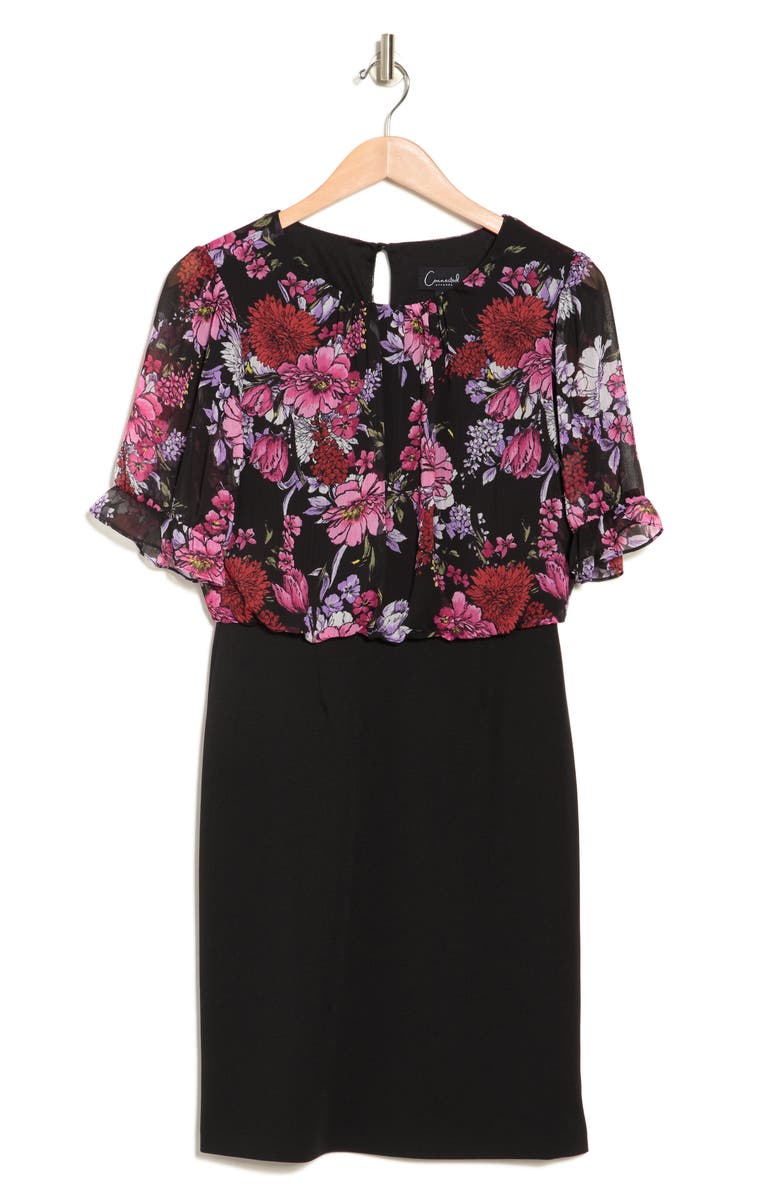 Connected Apparel Floral Chiffon Short Sleeve A Line Dress Nordstromrack