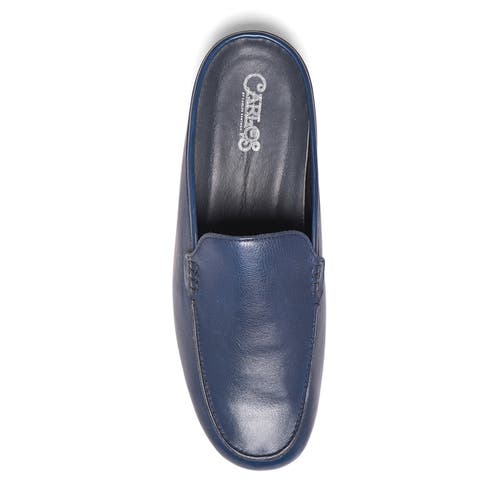 Shop Carlos Santana Planeo Slides In Navy Blue