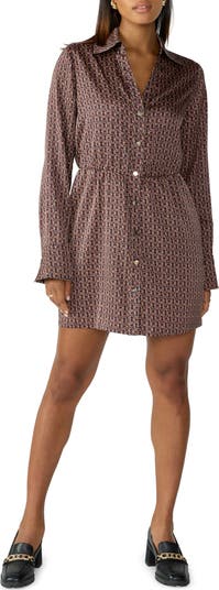 Eliza j geo print top belted shirtdress