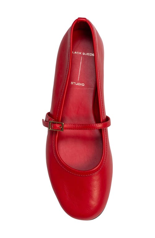 Black Suede Studio Mika Net Mary Jane Ballerina Flats In Racing Red