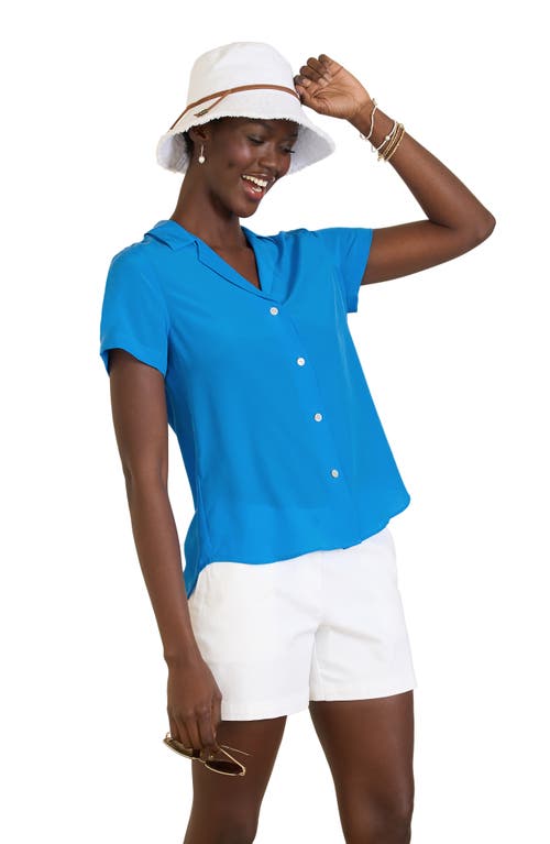 Shop Tommy Bahama Talullah Silk Camp Shirt In Blue Canal