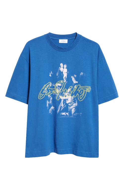 Shop Off-white Script Mary Skate Embroidered Cotton Graphic T-shirt In Blue