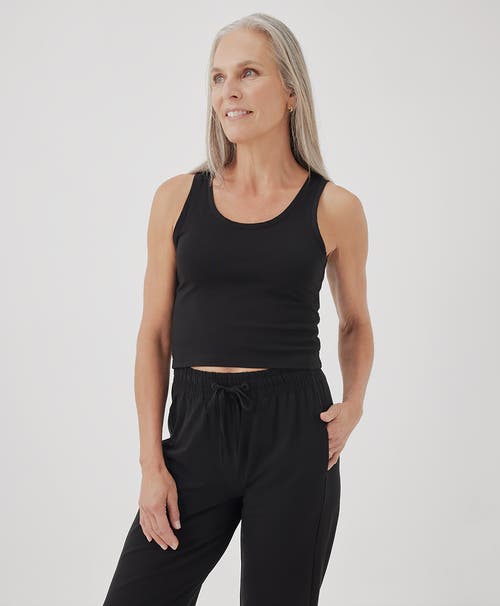 Shop Pact Organic Cotton Cool Stretch Fitted Lounge Tank In Black