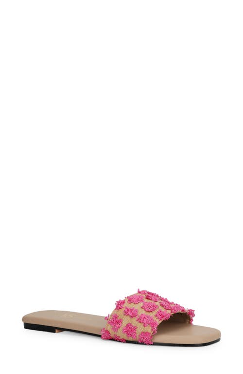 Reese Raffia Slide Sandal in Pink