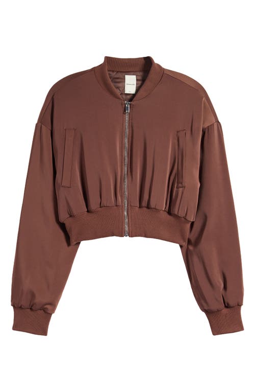 Mistress Rocks Crop Bomber Jacket In Cocoa