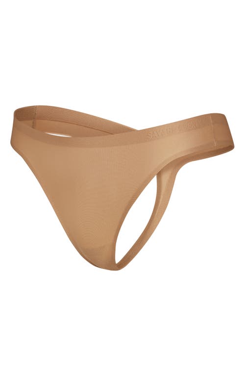 Shop Savage X Fenty Microfiber No-show Thong In Sweet Latte Nude