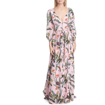 Patbo Tropical Print Gown, Pink
