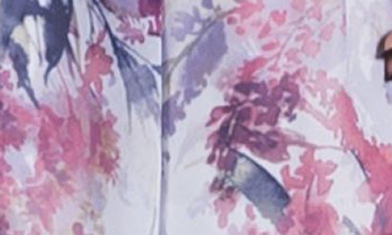 Shop Julia Jordan Floral Pleat Long Sleeve Chiffon Dress In Purple Multi