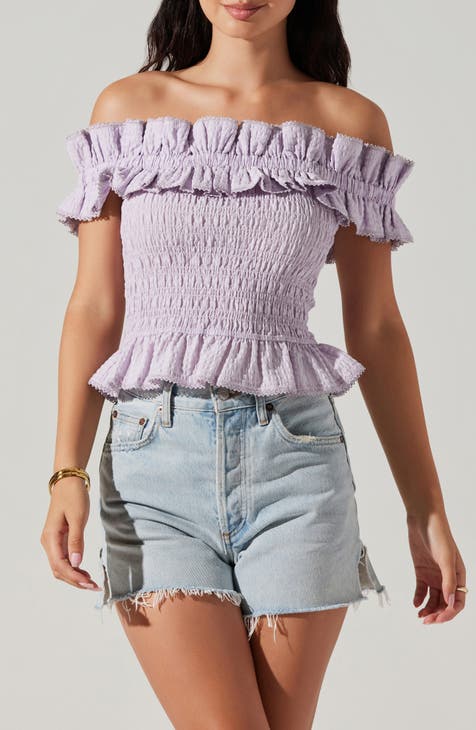 Blouse Oscar De La Renta Dentelle Ivoire - Taille 6 - Épaules Dénudées & Fronces