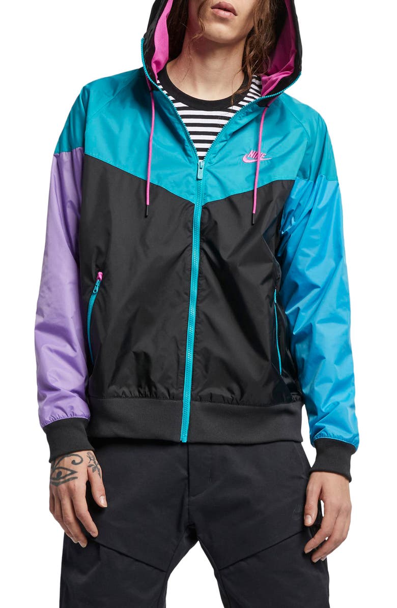 NIKE Sportswear Windrunner Jacket, Main, color, BLACK/TEAL/PURPLE/FUCHSIA