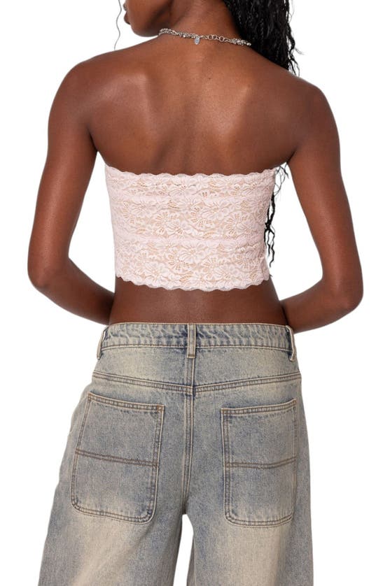 Shop Edikted Nadine Lace Crop Tube Top In Light-pink