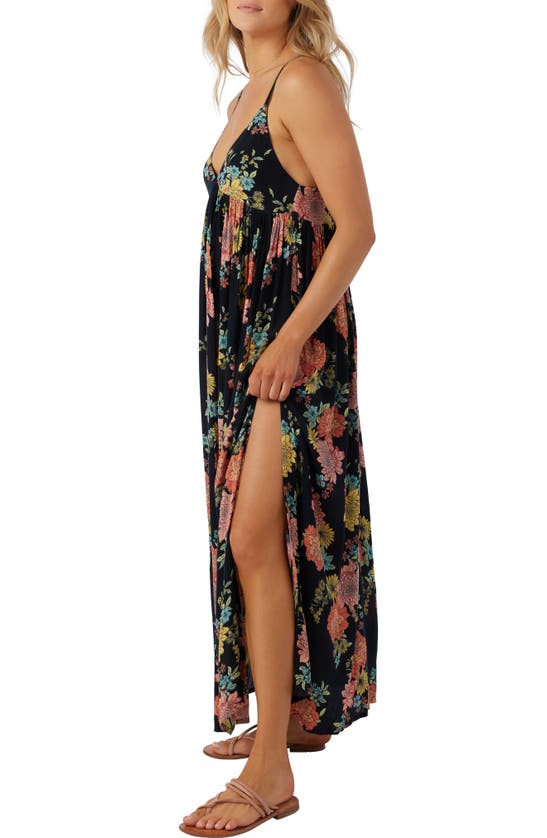 Shop O'neill Saltwater Essentials Floral Maxi Dress In Black