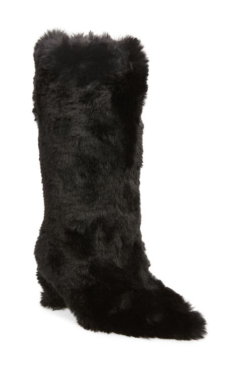 Fuzzie Faux Fur Pointed Toe Boot (Women)