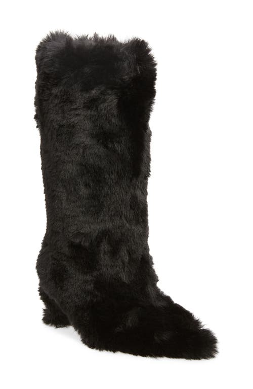 Jeffrey Campbell Fuzzie Faux Fur Pointed Toe Boot Black at Nordstrom,