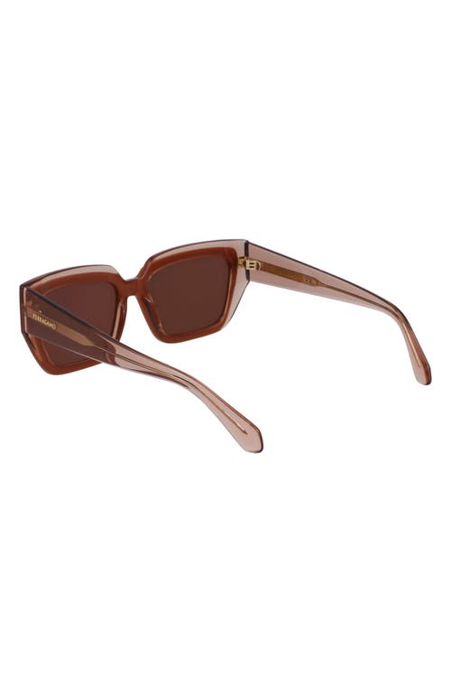 Ferragamo Classic Logo 55mm Square Sunglasses In Trnsprnt Nude/ Rose