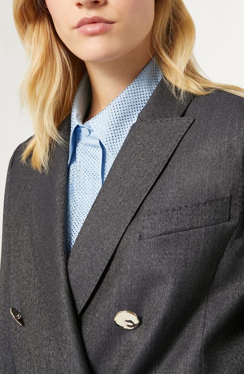 Shop Marina Rinaldi Talpa Stretch Virgin Wool & Silk Blazer In Blue Jeans