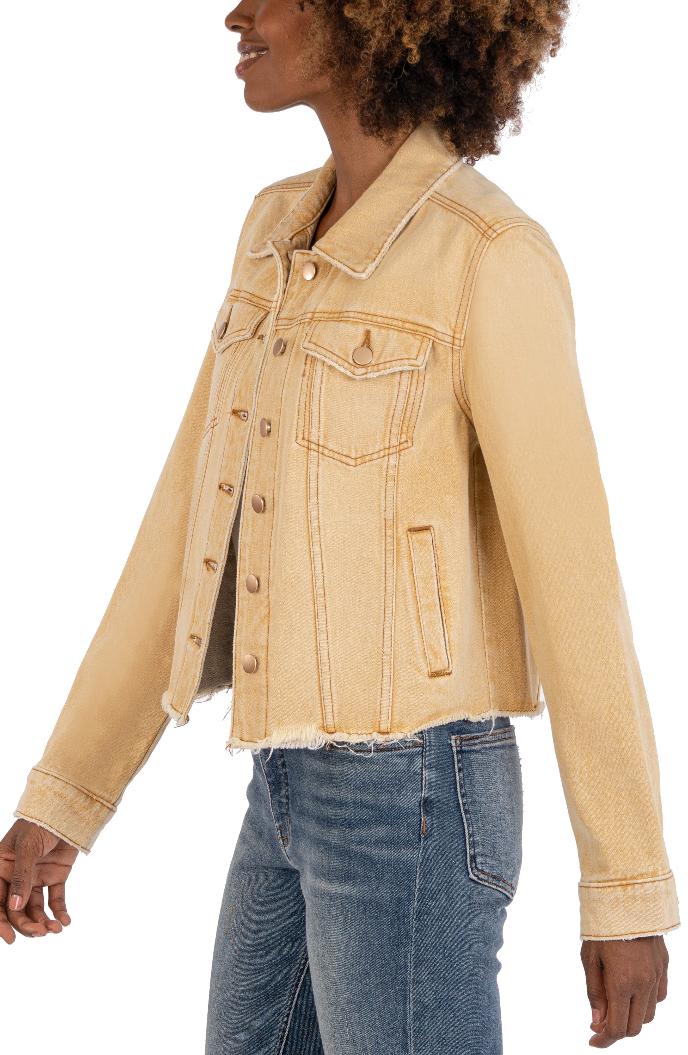 KUT from the Kloth Julia Frayed Crop Denim Trucker Jacket | Nordstrom