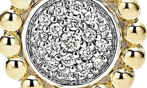 Lagos Sterling Silver And 18k Gold Caviar Stud Earrings With Diamonds In Silver/gold